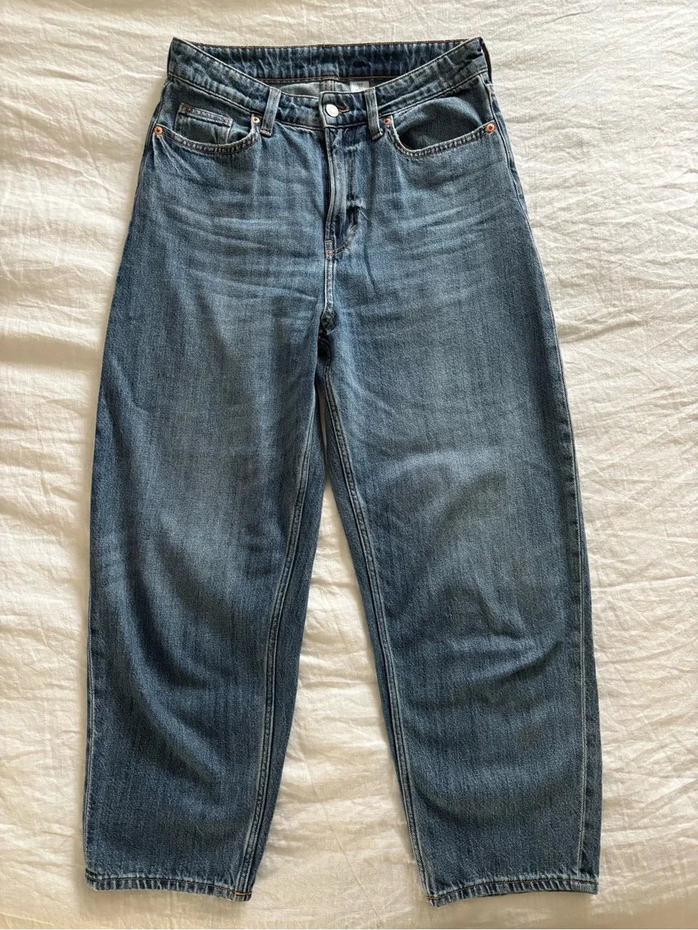 Blue Barrel-Leg Jeans - Picture 3 of 4